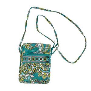 🌼 Vera Bradley Women's Teal & Green Floral Print Crossbody Bag BohoChic